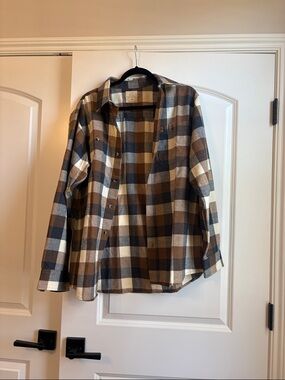 Men's Brown Plaid Flannel Shirt Jacket